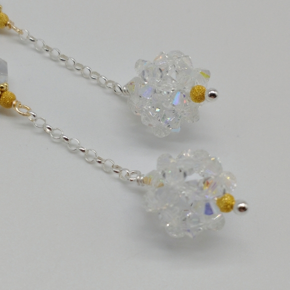 24K Vermeil Swarovski Ball Drop Earrings - Picture 5 of 9